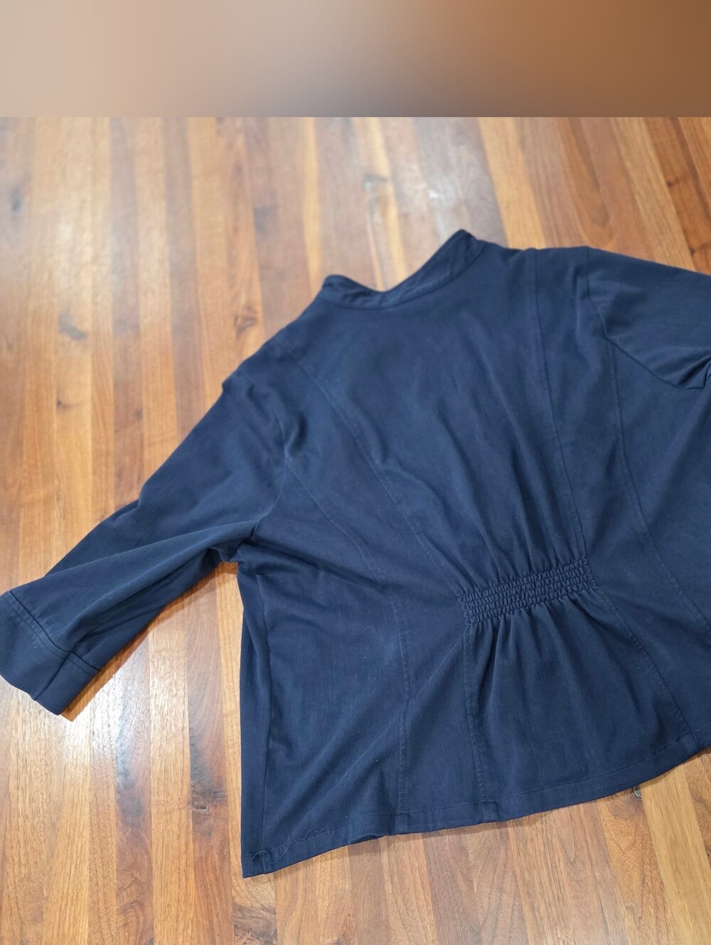 CJ Banks Dark Navy Zip Front Jacket Lightweight Minimal Career Stretch Size 2x - Picture 4 of 8